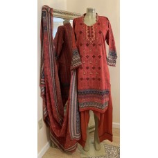 3pcs Embroidered Lawn Suit SIZE 48 (CA310A)