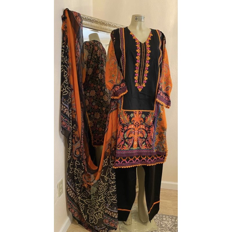 3pcs Embroidered Lawn Suit SIZE 50 (CA315A)